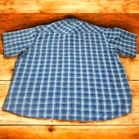 VTG ⭐️ RUSTLER by WRANGLER Blue Snap Closure Short Sleeve- 2XL - Picture 4 of 4